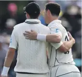  ?? ?? Matt Henry, right, has defended Tim Southee’s captaincy and believes he’s the right man to lead the test side into the future.