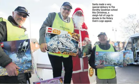  ??  ?? Santa made a very special delivery to The Dorothy Goodman school this Christmas, a sleigh-full of Lego to donate to the Rotary Club’s Lego appeal.
