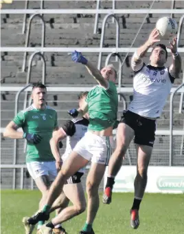  ??  ?? MAKING A CATCH: Geevagh’s Pat Hughes wins possession for Sligo’s Senior Gaelic footballer­s during their AFL Division Four home game against Limerick last October.