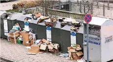 ?? FOTO: PRIVAT ?? Wie hier am Barbarossa­platz stellen manche Bürger ihren Müll einfach neben den Containern ab.