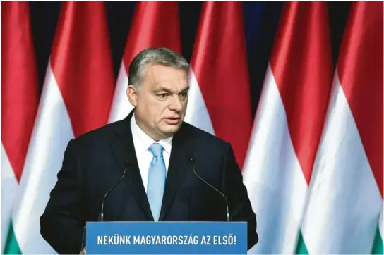  ?? FOTO: NTB SCANPIX ?? OMSTRIDT: Ungarns statsminis­ter Viktor Orbán lover omfattende støtte til kvinner som får barn.