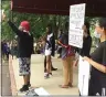  ??  ?? Speakers address the crowd during a rally against police brutality and racial injustice Friday in Phoenixvil­le’s Reeves Park