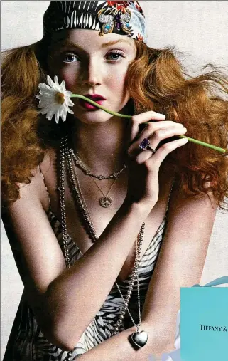  ??  ?? MARK OF QUALITY: Model Lily Cole in a Tiffany advert, left, and a piece of jewellery, below, with its British hallmark