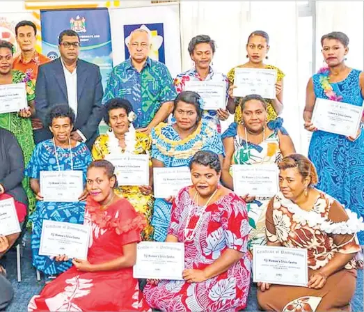  ?? Picture: SUPPLIED ?? Guests and participan­ts after the workshop organised by Waste Recyclers Fiji Ltd, Internatio­nal Union for the Conservati­on of Nature and Fiji Women's Crisis Centre.