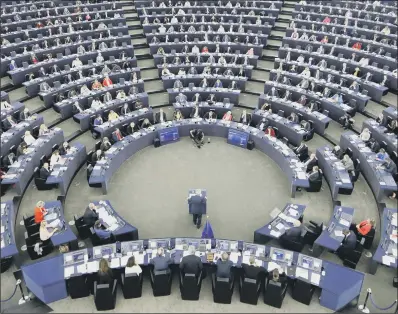  ??  ?? NEW DIRECTION: Jean-Claude Juncker addresses the European Parliament to outline plans for the EU in the so-called State of the Union debate.