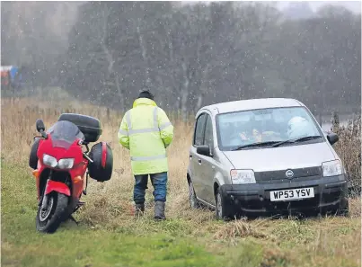  ?? Picture: Kris Miller. ?? Charles Ingram yesterday at his car close to the A9 south of the House of Bruar.