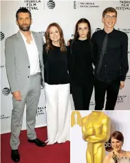  ??  ?? Top: Julianne with her husband Brad and children Liv and Caleb. Right: with her Oscar for Still Alice