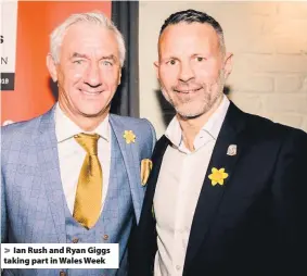  ??  ?? > Ian Rush and Ryan Giggs taking part in Wales Week