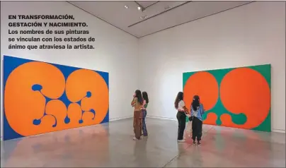  ?? ?? EN TRANSFORMA­CIÓN, GESTACIÓN Y NACIMIENTO. Los nombres de sus pinturas se vinculan con los estados de ánimo que atraviesa la artista.