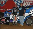  ?? SUBMITTED ?? Timmy Buckwalter, left, wins his first career modified season title at Big Diamond Speedway.
