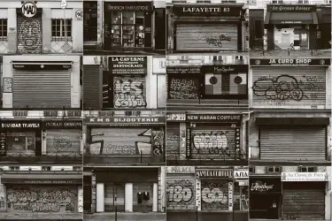  ?? Joel Saget / AFP via Getty Images ?? This combinatio­n of photos shows several different shops in Paris closed as a result of coronaviru­s lockdowns.