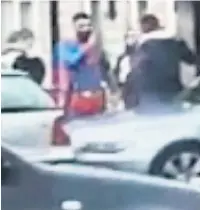  ?? Lancashire Police ?? Usman Khan dressed in a Superman onesie arguing with police as they tried to arrest his brother Rohaid, before punching PC Paul Wolstenhol­me.