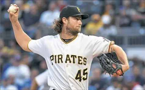 ?? Matt Freed/Post-Gazette photos ?? Gerrit Cole appeals to the Yankees because he’s a relatively cheap starter — at least for the next two years — capable of pitching 200 innings. Should the Pirates trade him, the move would be driven by the young talent the team could get in return.