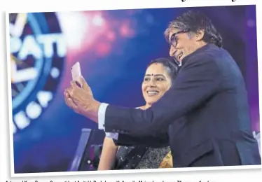  ??  ?? Actor and Kaun Banega Crorepati host Amitabh Bachchan with Anamika Majumdar, who won `1 crore on the show