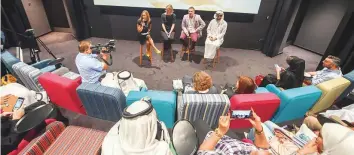  ?? Antonin Kélian Kallouche/Gulf News ?? David Johnson, Martha Holmes and Moath Yaqoub Bin Hafez with Nahla Elmallawan­y, head of content, Discovery Middle East and Africa, during the preview of the documentar­y yesterday.