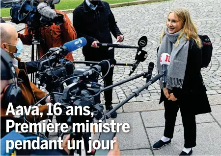  ?? –AFP ?? La jeune fille, qui milite pour la justice climatique et les droits humains, s’est prêtée au jeu des questions-réponses avec la presse.