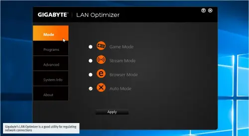  ??  ?? Gigabyte’s LAN Optimizer is a good utility for regulating network connection­s