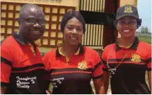  ??  ?? Chairman, Obika Realtors Ltd., Chief Paul Obi; his wife, Mrs. Maryann Obi; and Managing Director of the company, Mrs. Ekamma Ufot, at the second physical allocation and presentati­on of title documents to allottees of Royal Residence Estate in Eluju,...