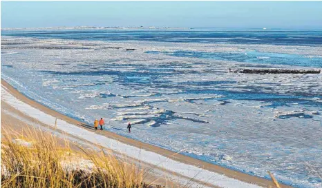  ?? FOTOS: DPA ?? Einsam am frostigen Strand: Wer im Winter am Braderuper Watt entlangspa­ziert, ist meist alleine unterwegs.