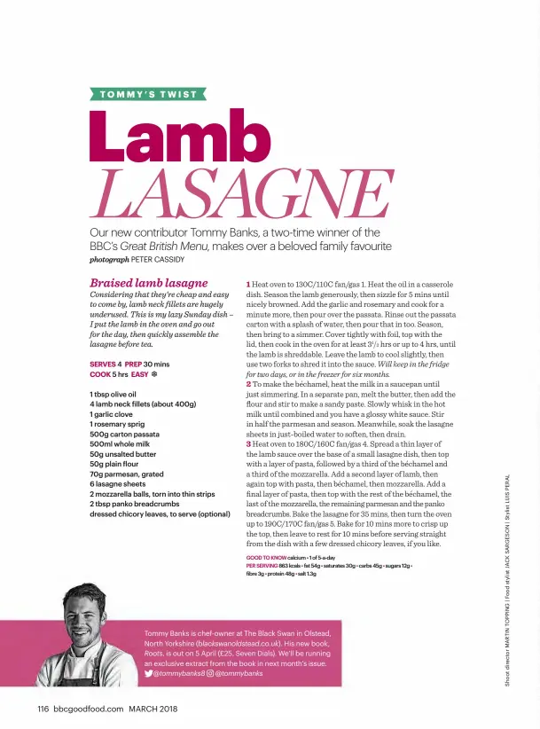  ??  ?? Tommy Banks is chef-owner at The Black Swan in Olstead, North Yorkshire (blackswano­ldstead.co.uk). His new book, Roots, is out on 5 April (£25, Seven Dials). We’ll be running an exclusive extract from the book in next month’s issue. @tommybanks­8...