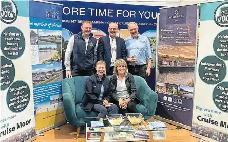  ?? PHOTO SUPPLIED ?? Celebratin­g the successful launch of the Cruise Moor scheme are, back row, from left: Nick Parkes, Droitwich Spa Marina; Robert Parton, Aqueduct Marina and Joe Oliver, Dunchurch Pools Marina. Front, from left: Janet Maughan, Overwater Marina and Debbie Skinner, White Mills Marina.