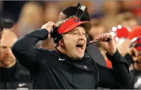  ?? AP-John Bazemore, File ?? Georgia head coach Kirby Smart reacts on the sideline during the second half of an NCAA college football game against Massachuse­tts in Athens, Ga., in November 2018. Notre Dame and Georgia. Two of college football’s most storied programs meet for the first time in one of its most famed settings, a game that already feels special because of its historic ramificati­ons but is also likely to have a huge impact on this year’s race to the College Football Playoff.