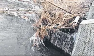  ?? SUBMITTED PHOTO/MEGAN BROWN ?? This photo shows debris piled up this week along Cranton Bridge in Margaree Centre.