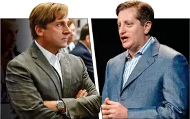  ??  ?? FAME GAME: Steve Carell, left, in the film role based on Steve Eisman, right