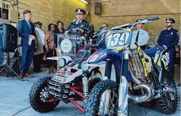  ?? Mark Zaretsky/Hearst Connecticu­t Media ?? In October, New Haven Police Chief Karl Jacobson and other officials announced a new regional task force to combat illegal use of off-road machines in “takeovers” and other activities.