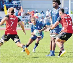  ?? Picture: BALJEET SINGH ?? Fijian Drua’s Teti Tela attacks against the Crusaders yesterday.