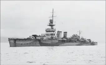  ?? ?? The gunnery training ship HMS Cardiff that spent most of the war based in Lamlash.