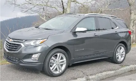  ?? LESLEY WIMBUSH ?? The 2018 Equinox is lighter than previous versions, shedding 400 pounds (180 kilograms), which is a 10 per cent reduction in weight.