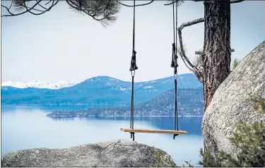  ?? COURTESY OF ANGELA RUDOLPH ?? A rustic swing offers the perfect photo op just a short hike up a hillside slope near Incline Village.