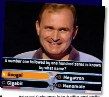  ??  ?? Major cheat: Charles Ingram facing his million pound question