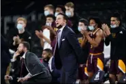  ?? MATT SLOCUM - THE ASSOCIATED PRESS ?? Iona head coach Rick Pitino yells to his team in the first half of an NCAA college basketball game against Fairfield during the finals of the Metro Atlantic Athletic Conference tournament, Saturday, March 13, 2021, in Atlantic City, N.J.