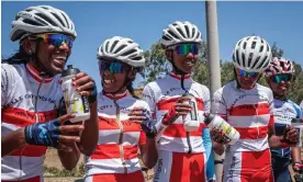  ?? ?? The Mekelle 70 Enderta women's cycling team training two days before a recent race in Tigray, Ethiopia