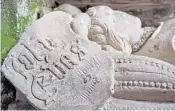  ?? ?? The plot thickens: clockwise from left, a broken shield inscribed John EVAS; John Dike in St Matthew’s church; the stained glass window; Richard III; villagers Pat and Chris Allard