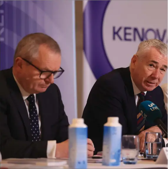  ?? ?? From left, Sir Iain Livingston­e who is heading up Operation Kenova, Chief Constable Jon Boutcher, temporary Deputy Chief Constable Chris Todd, and former victims head Judith Thompson
Picture: Liam McBurney/PA Wire