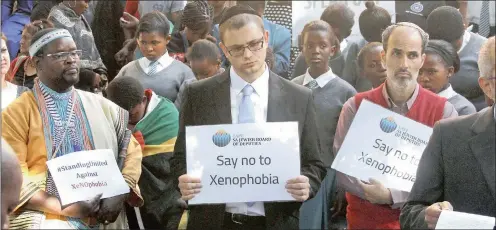  ?? PHOTO: BHEKI RADEBE ?? Western Cape religious leaders unite against xenophobia at St George’s Cathedral in Cape Town. The writer says xenophobic attacks are tarnishing the country’s image.