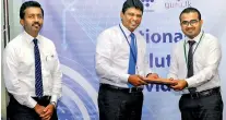  ??  ?? Headstart CEO Hasitha Dela (right) exchanges the agreement with SLT Group Chief Marketing Officer Ajantha Seneviratn­e (centre) and Product Developmen­t and Management General Manager Prabhath Dahanayake