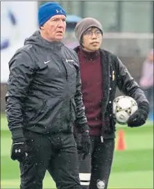  ??  ?? Kenny Brannigan at training with young hopefuls