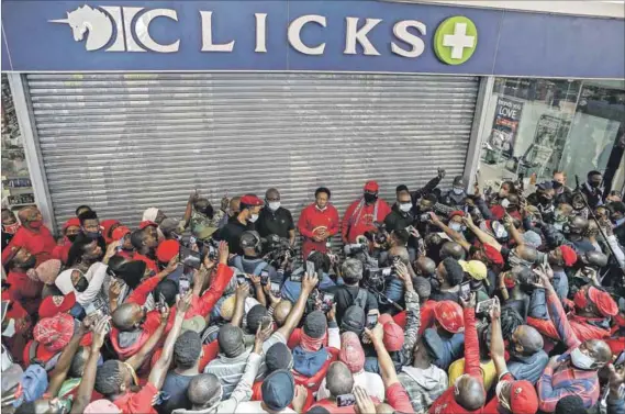  ?? Photo: Phill Magakoe/afp ?? Manufactur­ed outrage: Parties such as the Economic Freedom Fighters and its leader Julius Malema do not hesitate to perpetuate black people’s permanent state of collective victimhood because this state of affairs is good for their business, writes Lehumo Sejaphala.