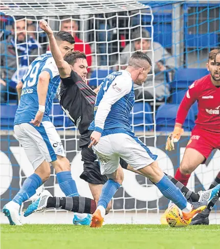  ?? Picture: SNS. ?? Making his mark: St Johnstone’s Michael O’Halloran scores his second.