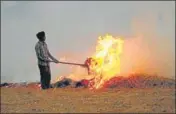  ?? FILE PHOTO ?? A farmer burning paddy stubble at his farm in Punjab.