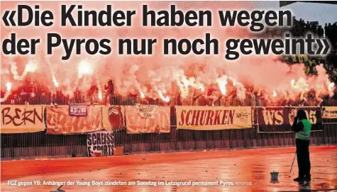  ??  ?? FCZ gegen YB: Anhänger der Young Boys zündeten am Sonntag im Letzigrund permanent Pyros.