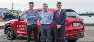  ??  ?? Rory O’Connor and Eanna Martin with Barry Murphy of the Trinity Motor Group.