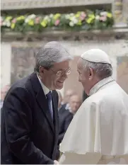  ?? EPA ?? In Vaticano. Papa Francesco riceve il premier Paolo Gentiloni