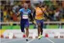  ?? Photograph: Matthew Stockman/Getty Images ?? David Brown, with guide Jerome Avery, competes at the Rio Paralympic­s in 2016.