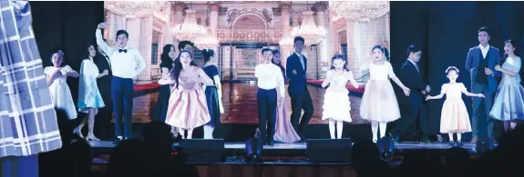  ??  ?? SO LONG, FAREWELL. The von Trapp children bid adieu. (From left) Sage Tinaco (Marta), Jeff Jao (Friedrich), Migue Mendoza (Kurt), Mikaela Lo (Brigitta), Bea Arrosas (Louisa) and Rain Gamboa (Gretl).