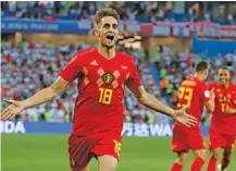  ?? THE ASSOCIATED PRESS ?? Belgium’s Adnan Januzaj celebrates after scoring the only goal in Thursday’s group play match against England in the World Cup.